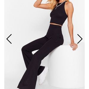 Recycled Pretend You Flare Ribbed Lounge Set